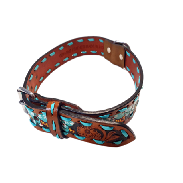 wholesale bulk hand tooled leather dog collars 